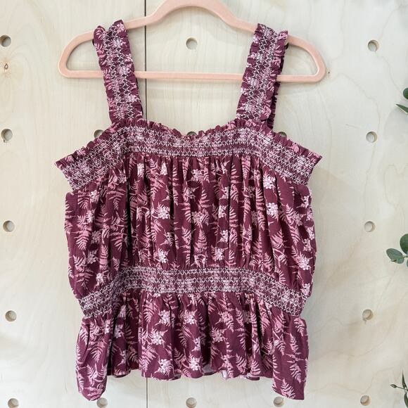 KATE QUINN Winnie Ruffle Tank Size Large NEW Roo Floral Fern Purple Soft Bamboo - Picture 3 of 8